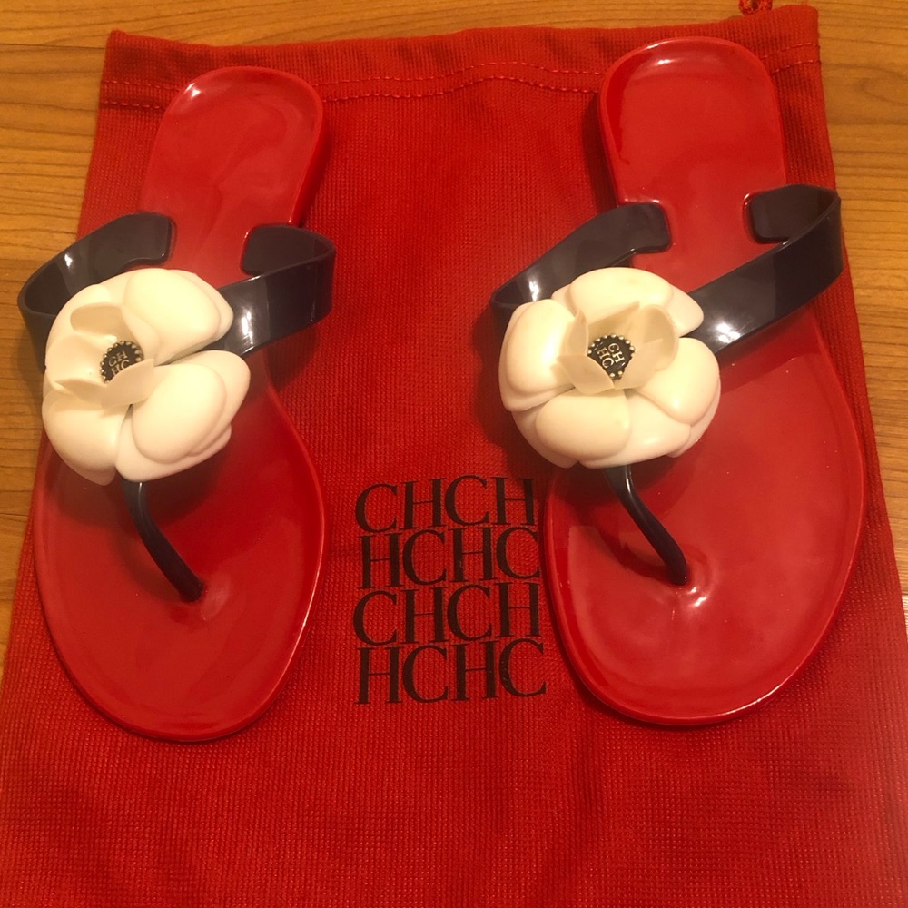 Carolina Herrera rubber flower sandals